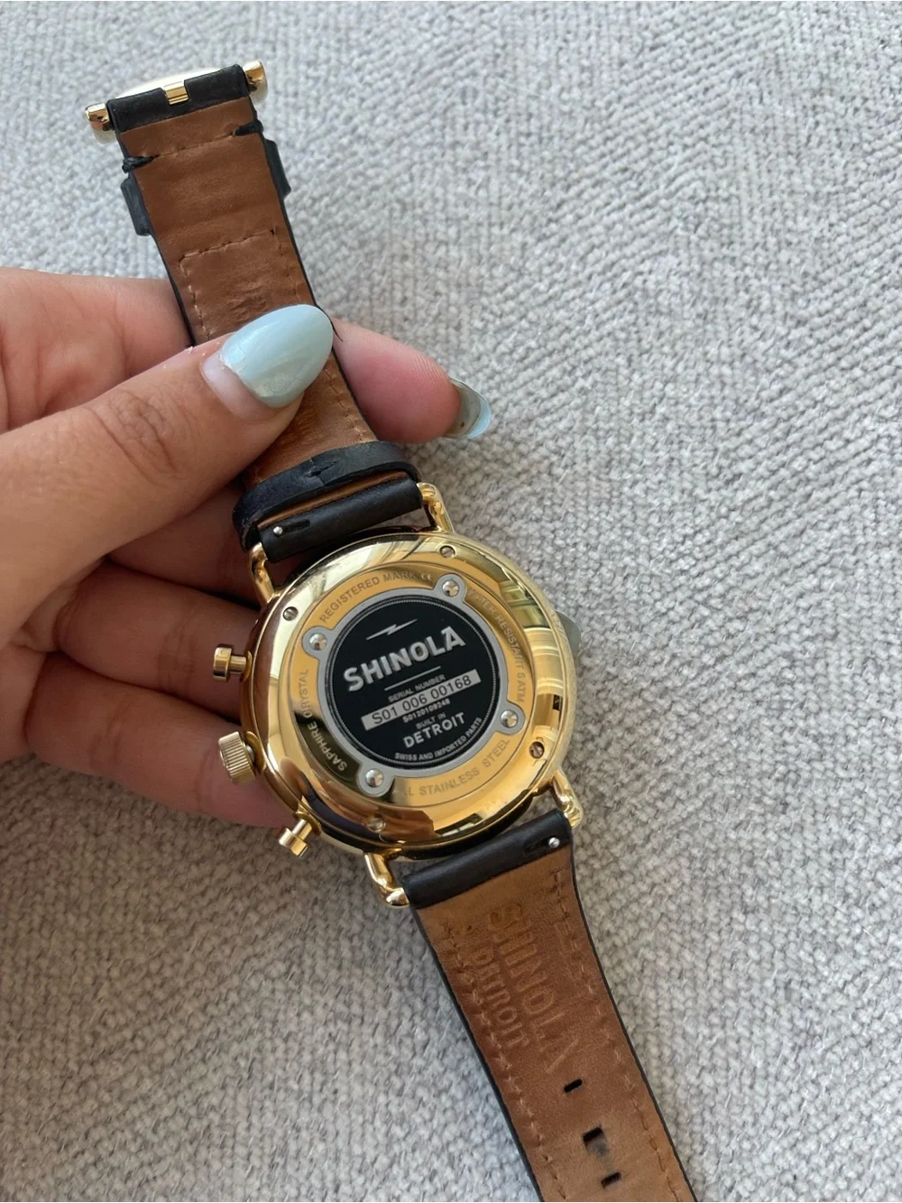 Shinola Canfield Sport Chronograph Watch - Black & Gold * Needs new battery